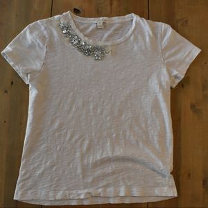 J.Crew embellished white tee
